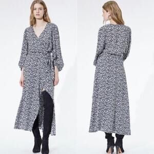 IRO Zanaka Leopard-Print Jersey Maxi Wrap Dress size 36/Small